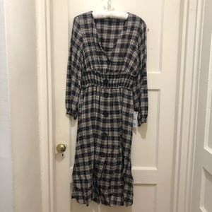Zara Plaid Midi Dress Size Large